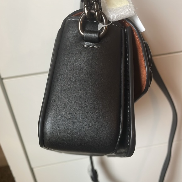 Coach Tea Rose Mini Studio Baguette Pewter/Black & a Pink Cherry Bag Charm NWT - Picture 9 of 17